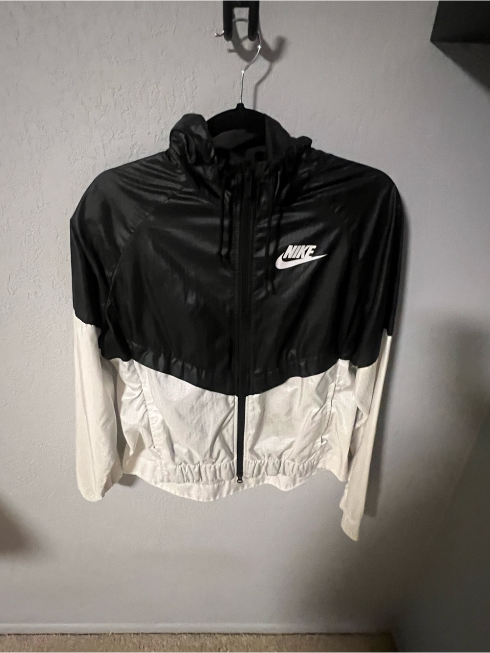 Nike Black and White Hooded Bomber Jacket